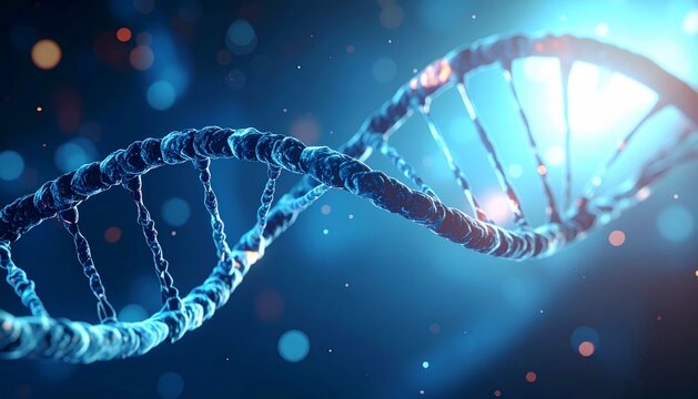 Futuristic Glowing DNA Helix Structure