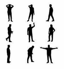 Silhouette Diversity: A collection of human silhouettes, each striking a distinct pose, offering a versatile visual language for concepts of people, lifestyle, and design.