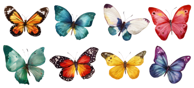 set of colorful butterflies isolated - Powered by Adobe