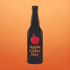 Simple Apple Cider Bottle Design with Iconic Fruit Symbol on Warm Background Apple Cider Day