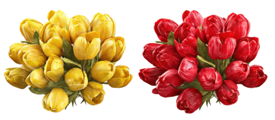 red tulips on white background
