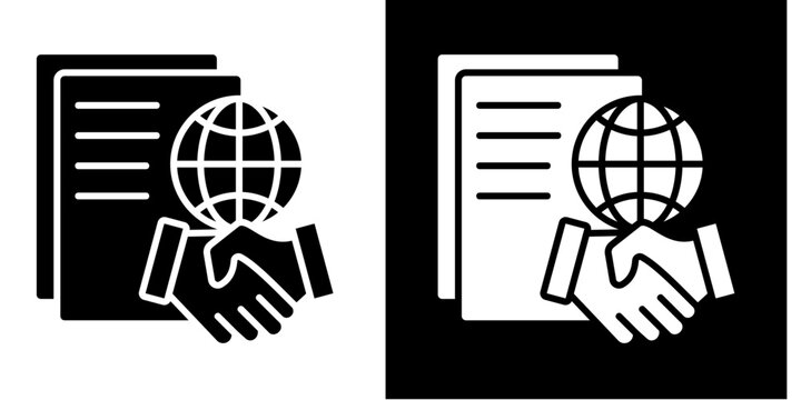 Trade Agreement Icon Set White Style Collection