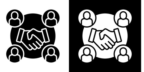 Cross Border Collaboration Icon Set White Style Collection