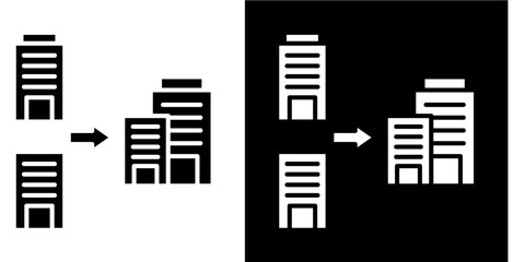 Corporate Merger Icon Set White Style Collection