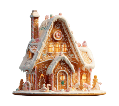Festive Gingerbread House: An intricately decorated gingerbread house stands as a symbol of holiday cheer and culinary artistry, inviting viewers into a world of sweetness and seasonal delight.