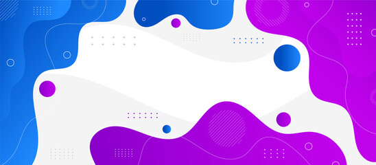 Blue and purple fluid abstract background with waves and bubbles.