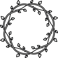 Illustrator floral vine frame circle decorative simple hand drawn Silhouette vector © Golshan Ara Monny