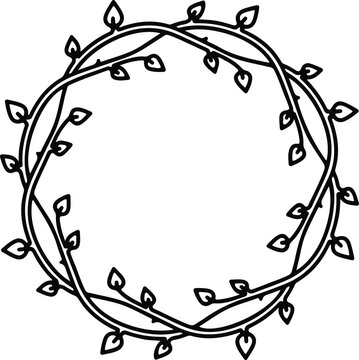 Illustrator floral vine frame circle decorative simple hand drawn Silhouette vector