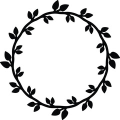 Illustrator Leaf circle frame floral decorative design Silhouette vector