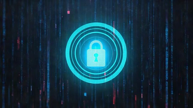 Dark matrix background with data protection theme