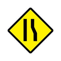 Surface narrows on right icon vector design warning roads sign symbols
