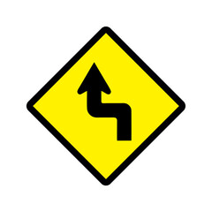 Double Sharp bend icon vector design warning roads sign symbols