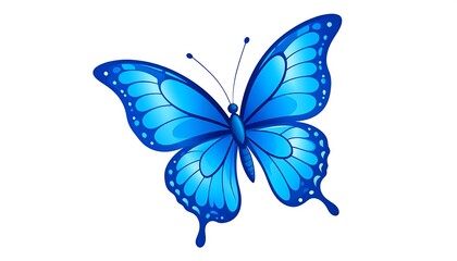 Vector art depicting a vibrant blue butterfly with detailed wing patterns, isolated on a white background