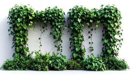 Wall with cascading ivy and shrubbery