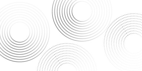 Modern white background with black circle rings. Digital future technology concept art simple modern