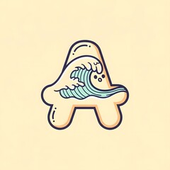 Letter A with Ocean Wave Illustration for Branding and Design.