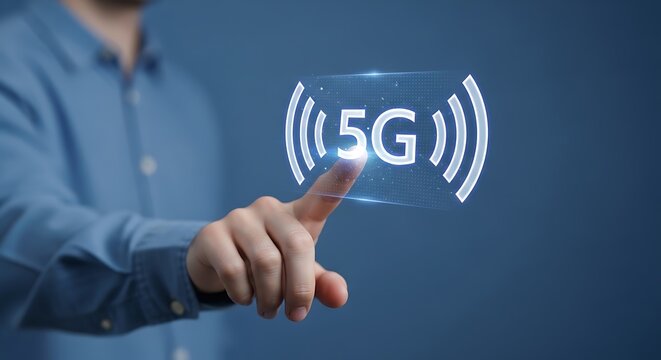 Experience blazing-fast connectivity with 5G technology, empowering seamless communication and innovation for a connected future, network and data solutions - Powered by Adobe