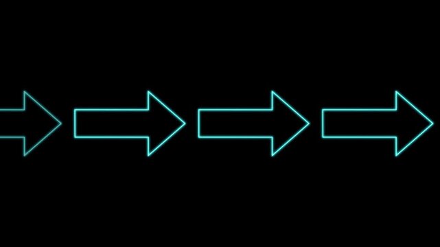 Blue Neon Arrow Sequence Expanding Across Black Background