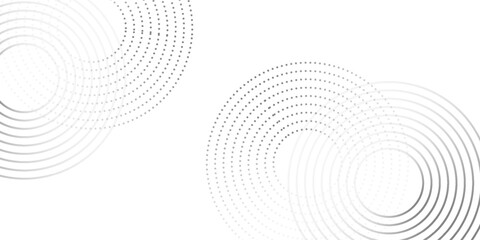 Modern white background with black circle rings. Digital future technology concept art simple