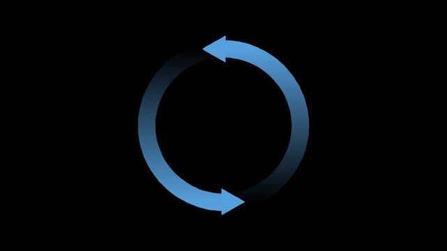 Rotating Blue Circular Arrow Animation on Black Background