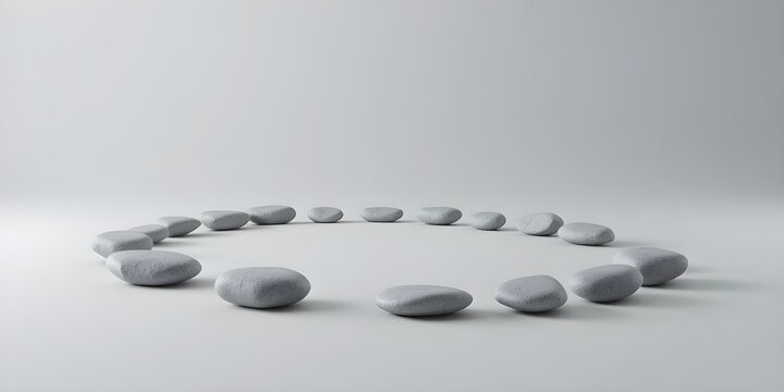 Zen stones arranged in peaceful circle for meditation and wellness promotion materials
