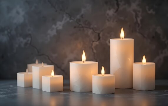 Elegant candles glow softly creating a relaxing atmosphere of peace and tranquility tonight
