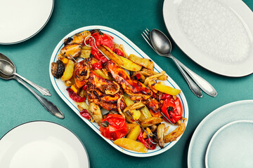 Chicken breast kebabs on the skewers.