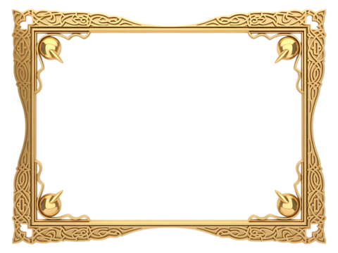 Golden Islamic Frame isolated on transparent background - Powered by Adobe