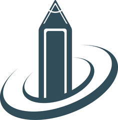 Pen Tower Real Estate Logo Design Creative Vector Template Icon
