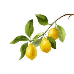 watercolor lemon branch on a white background