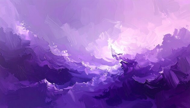 Painterly purple and white cloudscape with soft, broad brushstrokes creates a dreamy, atmospheric sky scene