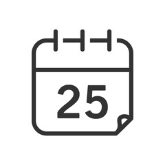 Outline calendar icon isolated flat style design.