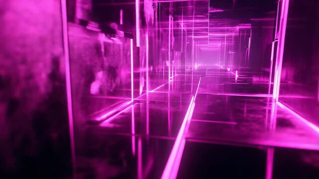 Abstract glowing neon pink tunnel corridor virtual reality