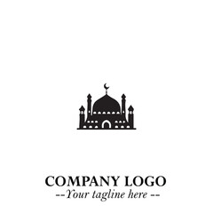 Dome Mosque Logo Symbol in Black on the White Background with Elegant Islamic Architecture Design