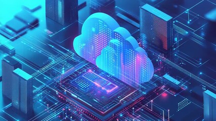 Cloud computing data processing on digital circuit board - Powered by Adobe