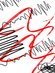 marker scribbles in black and red