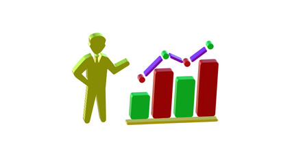 3D Bar and Line Graph – Data Visualization on png transparent