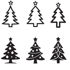 Obraz premium Christmas tree Outline Drawing Vector In Simple Minimal Line Art
