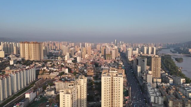 Lanzhou City Aerial View - Gansu Urban Landscape