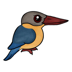 Cute Watercolor Cartoon Bird Illustration