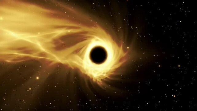 Cosmic Black Hole devouring stellar matter in deep space, against starry night sky, for science, education