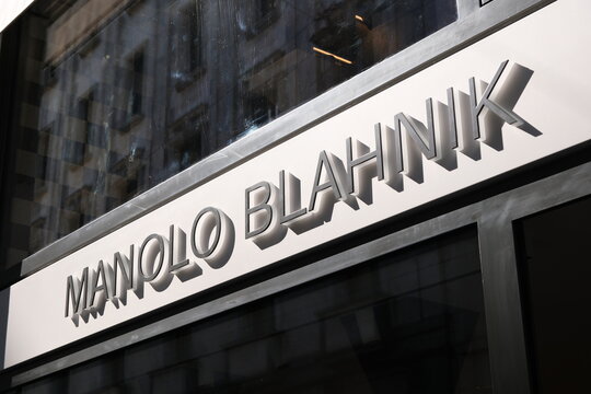 Milan,Italy-Sep.29th 2025: Manolo Blahnik company brand logo 