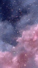 Fototapeta premium glittering stars in the night sky, surrounded by pink clouds