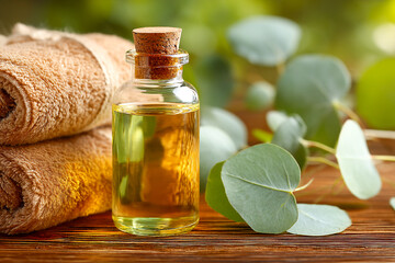 Discover relaxation with eucalyptus essential oil at your spa retreat Generative AI