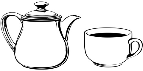 trio classic coffee pots | Clean, isolated vector art for creative projects.