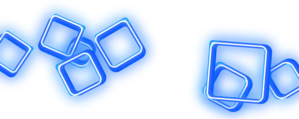 Abstract Glowing Blue Squares with Rounded Corners and Liquid Effect on a Transparent Background