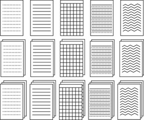document files icon set in line, graph, dashed lines style. document icons vet vector, editable stroke