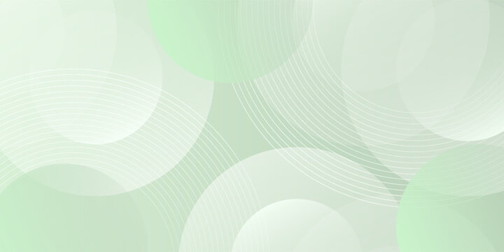 Soft green white circles abstract background on green gradient. Simple circle design. Futuristic for banner, brouchure, invitation, presentation, card. Vector illustration.