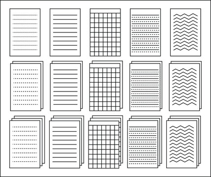 document files icon set in line, graph, dashed lines style. document icons vet vector, editable stroke