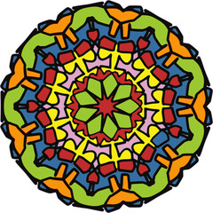 round yellow red green flower, round yellow circle, yellow Mandala bunch of flower soft color